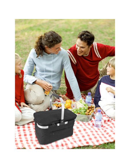 Cesta de Picnic Aislada MEKOTRIN 43x28x25 cm Plegable Negra Cesta de Picnic Aislada MEKOTRIN 43x28x25 cm Plegable Negra