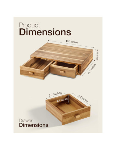 Organizador de Cápsulas de Café Tinamo de Madera Acacia 2 Cajones