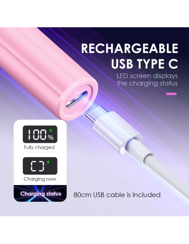 Mini Lámpara LED UV para Uñas MUCOOS Rosa, Curado Rápido