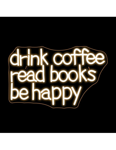 Letrero de Neón LED Looklight Beber Café Leer Libros 30x40cm