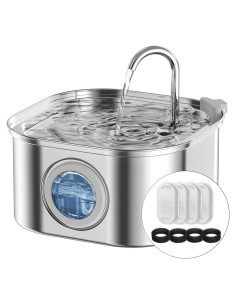 Fuente de Agua Automática para Gatos NautyPaws 3.2L Acero Inoxidable