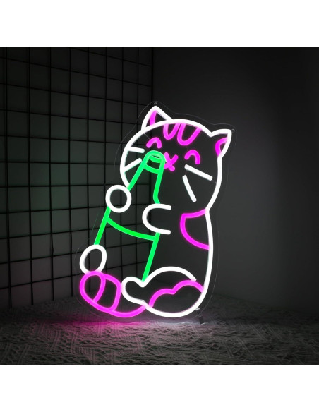 Luz de Neón Gato Cervecero Whfobfe LED USB Decorativa