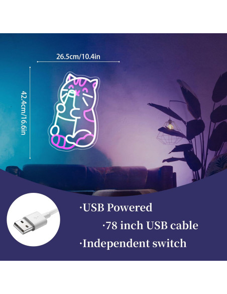 Luz de Neón Gato Cervecero Whfobfe LED USB Decorativa