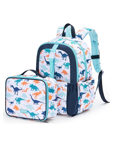 Mochila Ligera para Niños Mommore con Caja de Almuerzo Dinosaurio Azul Mochila Ligera para Niños Mommore con Caja de Almuerzo Dinosaurio Azul