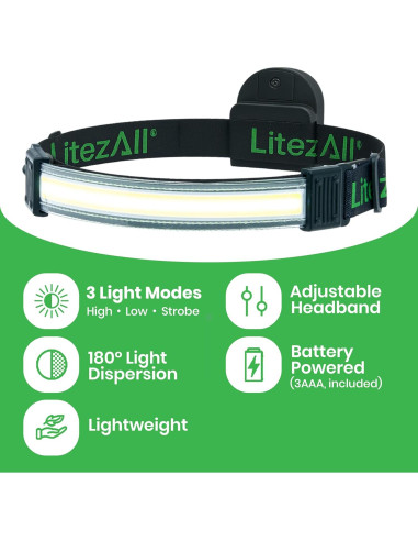 Linterna LED Táctica LitezAll Recargable con Banda Ajustable