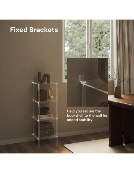 Estantería Cuadrada 4 Niveles CRTERICX Transparente 29.5x86.4cm Estantería Cuadrada 4 Niveles CRTERICX Transparente 29.5x86.4cm