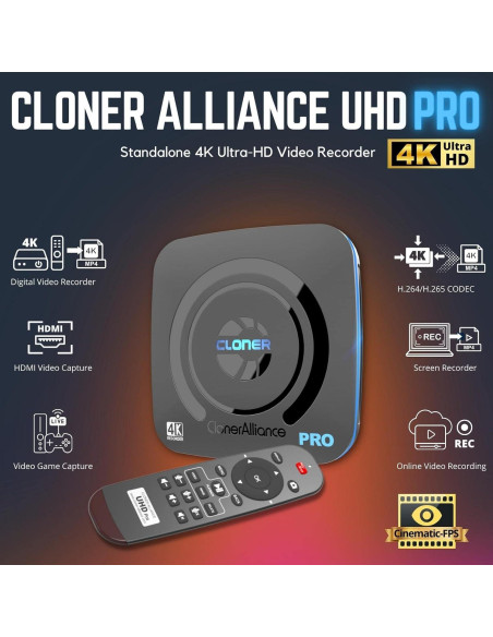 Grabadora de Video 4K ClonerAlliance UHD Pro HDMI H.265 Grabadora de Video 4K ClonerAlliance UHD Pro HDMI H.265