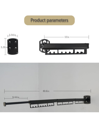 Perchero Plegable Montado en Pared FCWVP Negro 1.47kg