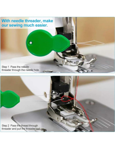 50 Agujas de Coser Universales Singer Brother con Enhebradores