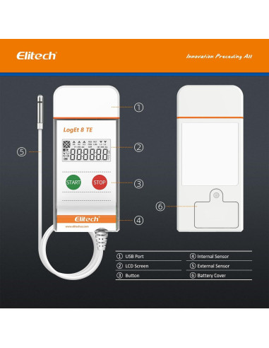 Registrador de Datos de Temperatura Elitech LogEt8T -30 a 70C