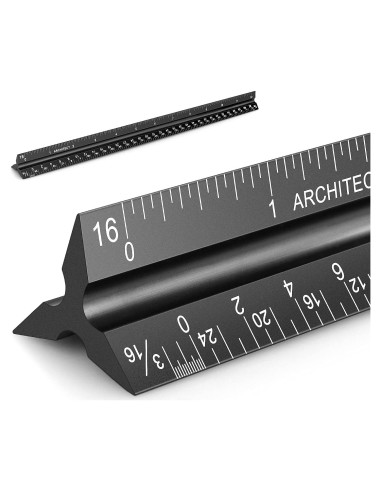 Regla Triangular de Aluminio Hutou 30.48 cm Negra para Arquitectos