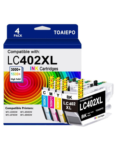 Cartuchos de Tinta TOAIEPO LC402XL Compatible Brother - 4 Piezas