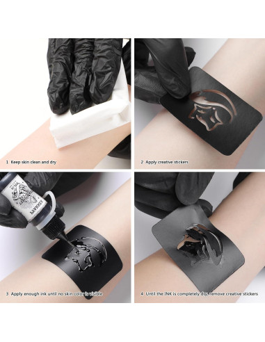 Kit de Tatuajes Temporales PFARRER 8 Botellas Tinta DIY 105 Piezas