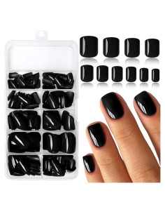 Kit de Uñas Postizas Cuadradas LoveOurHome - 240pc Negras