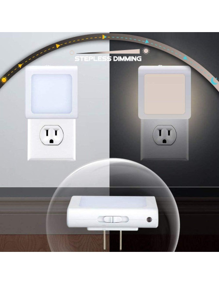 Luz Nocturna LED VINTAR 4-Pack con Sensor Automático y Brillo Ajustable Luz Nocturna LED VINTAR 4-Pack con Sensor Automático y Brillo Ajustable
