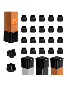 16 Protectores de Patas de Silla Cuadrados BAIPOK 1.6-2.1cm Negro