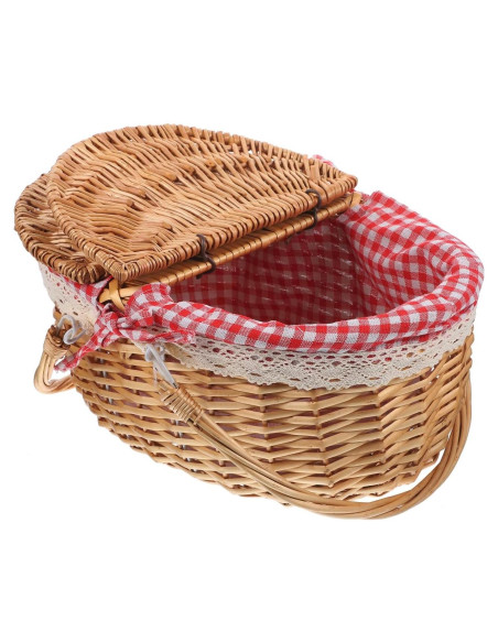 Cesta de Picnic de Mimbre Milisten 35x25x17cm con Tapa Cesta de Picnic de Mimbre Milisten 35x25x17cm con Tapa