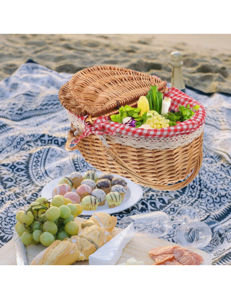 Cesta de Picnic de Mimbre Milisten 35x25x17cm con Tapa Cesta de Picnic de Mimbre Milisten 35x25x17cm con Tapa