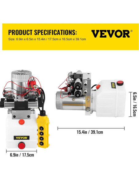 Bomba Hidráulica Doble Acción VEVOR 12V CC 4.5L 3200 PSI Bomba Hidráulica Doble Acción VEVOR 12V CC 4.5L 3200 PSI