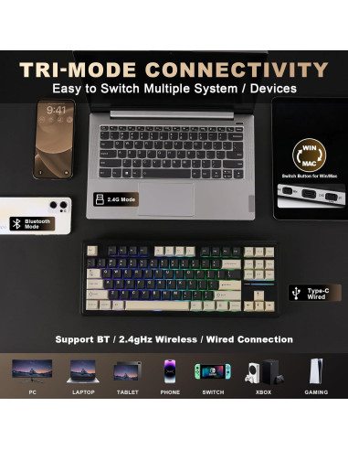 Teclado Mecánico YUNZII YZ87 TKL Inalámbrico RGB 87 Teclas