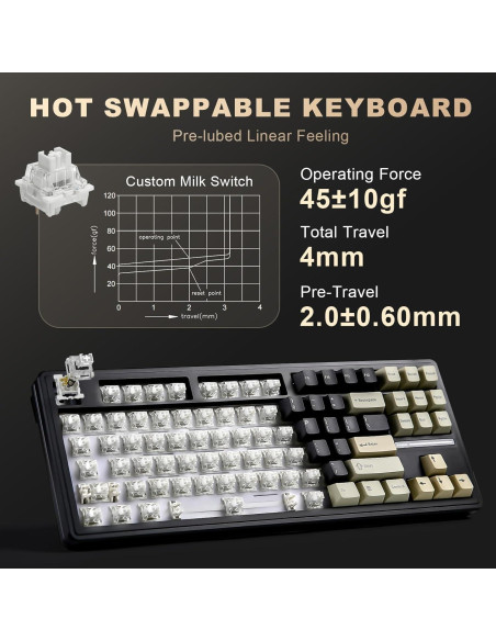 Teclado Mecánico YUNZII YZ87 TKL Inalámbrico RGB 87 Teclas Teclado Mecánico YUNZII YZ87 TKL Inalámbrico RGB 87 Teclas