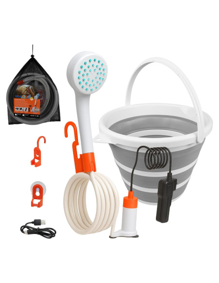Ducha Portátil SEAFLO para Camping con Cubo Plegable 2.6 Gal Ducha Portátil SEAFLO para Camping con Cubo Plegable 2.6 Gal