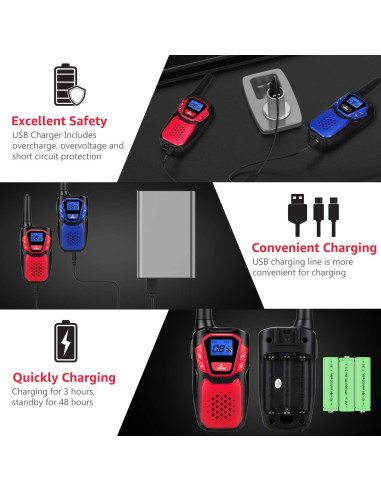 Walkie Talkies Recargables Topsung M920, 3 Paquete, Largo Alcance
