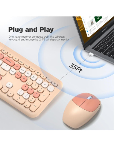Combo Teclado y Ratón Inalámbrico MOFII Café Plug & Play