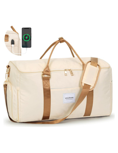 Bolsa de Ropa de Viaje WOOMADA Beige y Marrón 52x23x32 cm