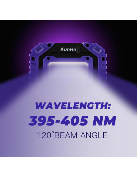 Lámpara de luz negra portátil KunHe 395nm recargable 4000mAh Lámpara de luz negra portátil KunHe 395nm recargable 4000mAh