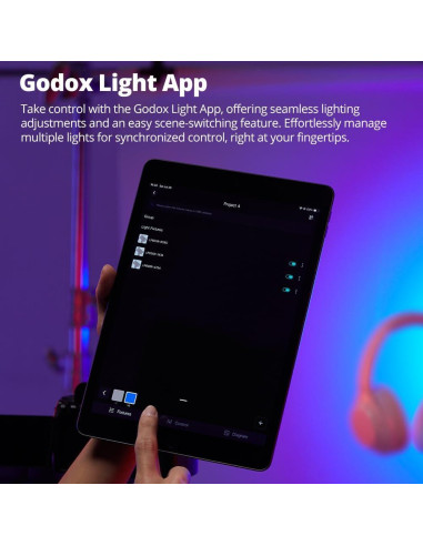 Panel LED RGB Godox LP600R 60W con Control APP 1800K-10000K