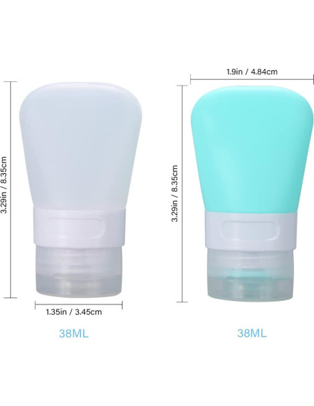 Juego de 2 Botellas de Viaje Silicona LUFEVRM 38.4ml a Prueba de Fugas Juego de 2 Botellas de Viaje Silicona LUFEVRM 38.4ml a Prueba de Fugas