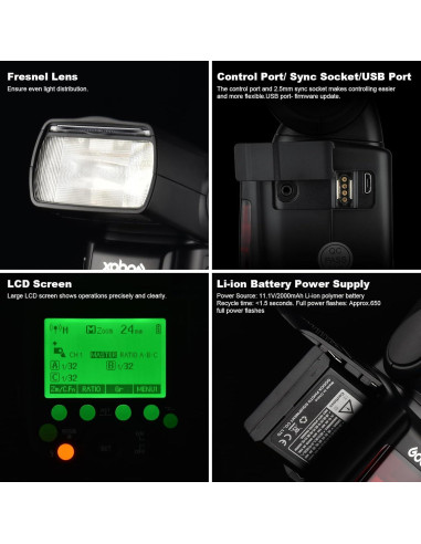 Flash Godox V860II-S TTL para Sony, GN60, Batería Li-ion