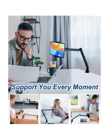 Soporte de escritorio para tabletas YCNEW gris, brazo ajustable 50.8 cm