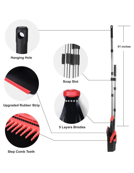 Juego de Escoba y Recogedor Tiumso 129.54 cm Negro y Rojo Juego de Escoba y Recogedor Tiumso 129.54 cm Negro y Rojo