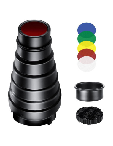 Kit Snoot Cónico YUOCU con Rejilla y 5 Filtros de Color
