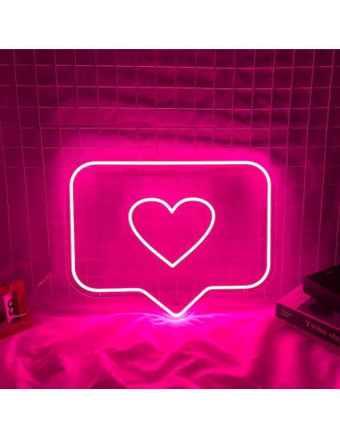 Luz de Neón Rosa Corazón LED YLSZZO 37x31 cm Decorativa