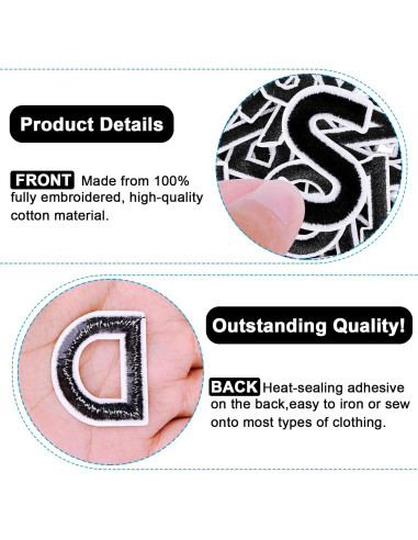 72 Piezas Parche de Letras y Números Anwenk Negro 4.3cm