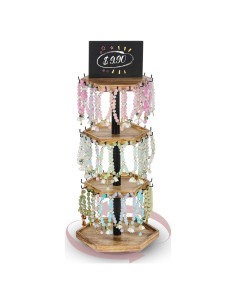Soporte giratorio para pulseras QILICHZ de madera hexagonal