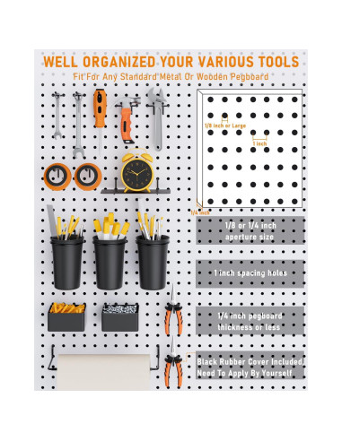Kit de Accesorios para Tablero de Clavos INCLY 30PCS Organizador