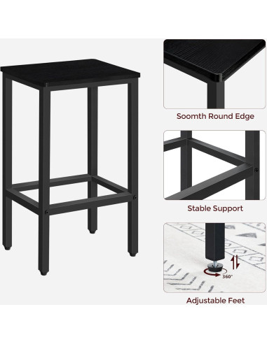Juego de 2 Taburetes de Bar MAHANCRIS 65.5 cm Negro Industrial