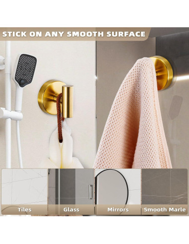 Ganchos de Ventosa Fenas para Baño y Cocina - 2 Unidades Oro Cepillado