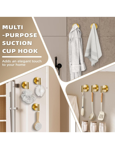 Ganchos de Ventosa Fenas para Baño y Cocina - 2 Unidades Oro Cepillado Ganchos de Ventosa Fenas para Baño y Cocina - 2 Unidades Oro Cepillado