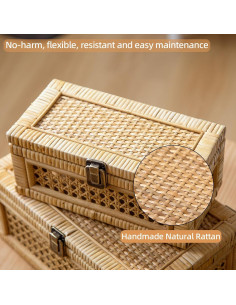 Juego de 2 Cajas Decorativas de Ratán HuiDao Rectangulares 2