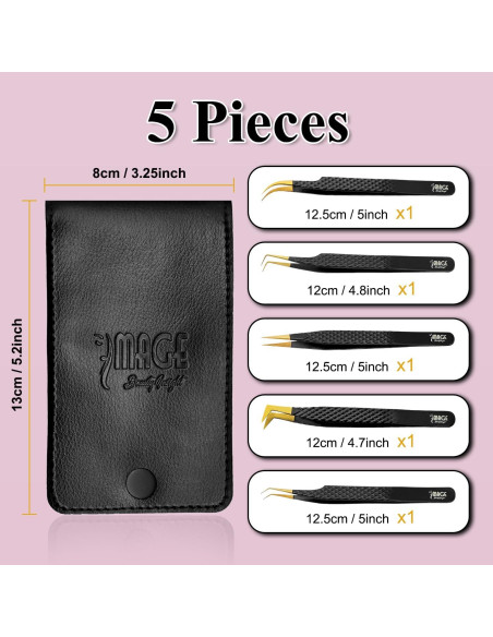 Juego de Pinzas para Pestañas Image Beauty Insight - 5 Pzs Acero Japonés Juego de Pinzas para Pestañas Image Beauty Insight - 5 Pzs Acero Japonés