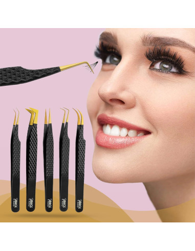 Juego de Pinzas para Pestañas Image Beauty Insight - 5 Pzs Acero Japonés