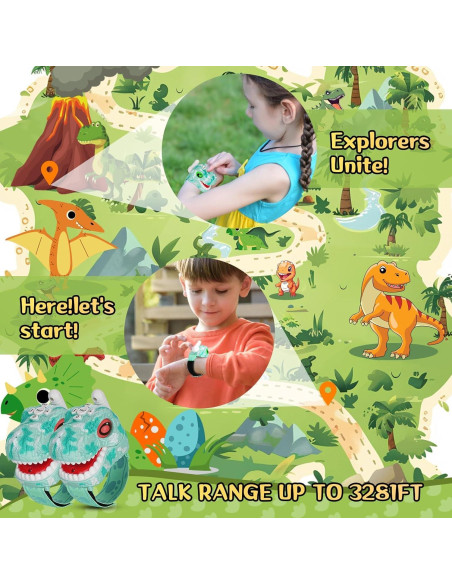 Walkie Talkies para Niños FYGURSO Azul Dinosaurio 1000m Walkie Talkies para Niños FYGURSO Azul Dinosaurio 1000m