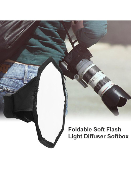 Softbox Octagonal 20cm Leadigol para Flash Externo - Difusor Negro Softbox Octagonal 20cm Leadigol para Flash Externo - Difusor Negro