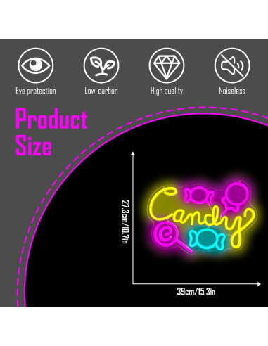 Cartel de Neón LED Caramelo CinsYarn 30x10 cm Regulable
