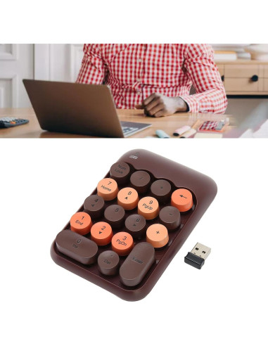 Teclado Numérico Inalámbrico Estink 18 Teclas Vintage Café